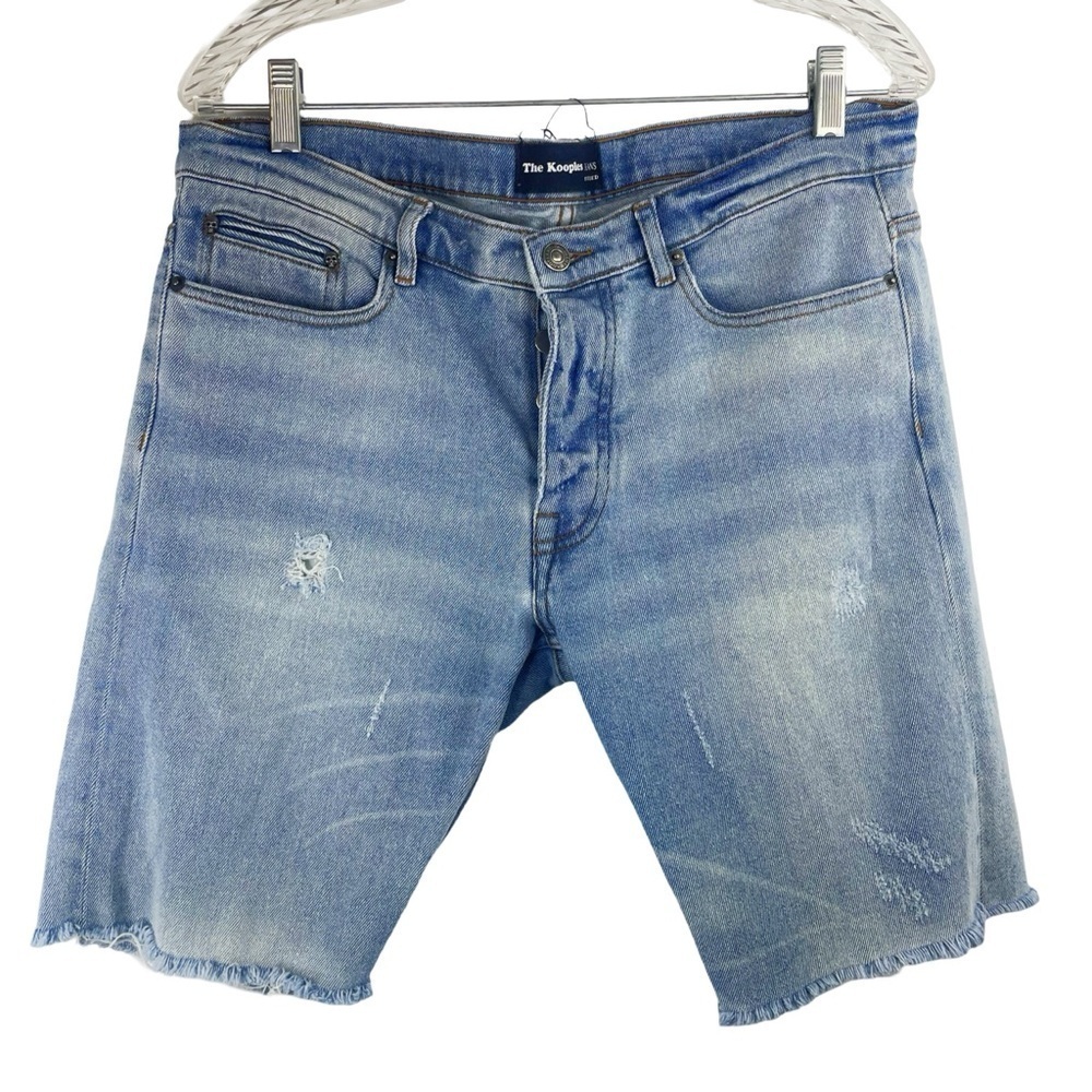 THE KOOPLES Men’s Designer Denim Shorts with Skull Pocket, Distressed Size 34W
